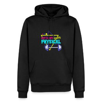 Obtenons un entraînement rétro vintage physique des années 80 - Sweat à capuche Premium bio Homme - noir - Devant - Nico (187cm)