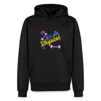 Obtenons un entraînement rétro vintage physique des années 80 - Sweat à capuche Premium bio Homme - noir - Devant - Nico (187cm)