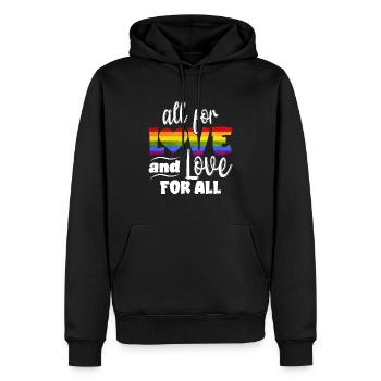 Mois de la fierté LGBT All For Love For All - Sweat à capuche Premium bio Homme - noir - Devant - Nico (187cm)