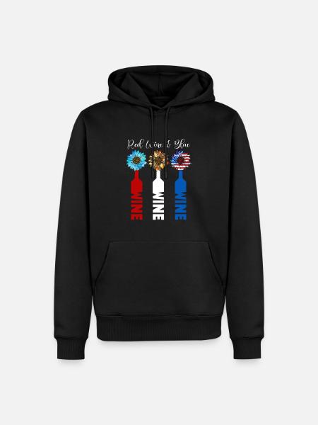 Vin Rouge Bleu 4 Juillet - Sweat à capuche Premium bio Homme - noir