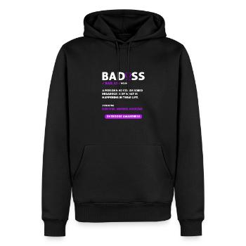 Lila Schleife. Überdosis-bewusstsein - Männer Premium Bio Hoodie - Schwarz - Vorne - Nico (187cm)