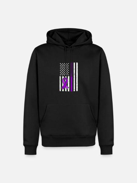 Lila Schleife. Überdosis-bewusstsein - Männer Premium Bio Hoodie - Schwarz