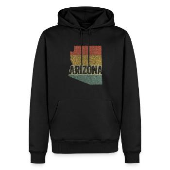 Distressed Retro Arizona - Men’s Premium Organic Hoodie - black - Front - Nico (187cm)