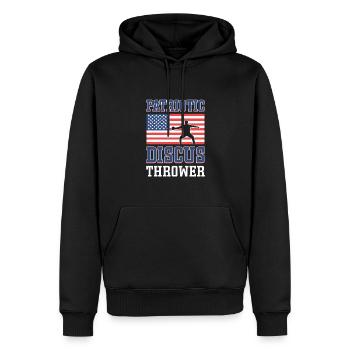 Lanceur de disque patriotique Usa Discus Thrower. - Sweat à capuche Premium bio Homme - noir - Devant - Nico (187cm)