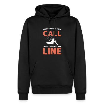 Ich War Auf Einer Anderen Linie. Kitesurfen - Männer Premium Bio Hoodie - Schwarz - Vorne - Nico (187cm)