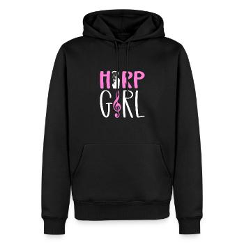 Harfenmädchen. Harfenist. Harfenspielerin - Männer Premium Bio Hoodie - Schwarz - Vorne - Nico (187cm)