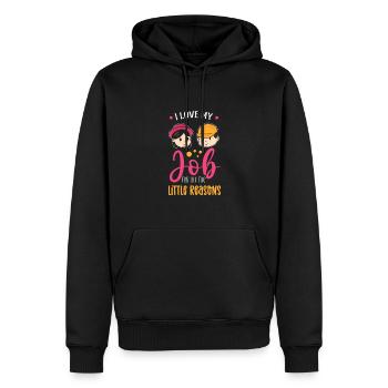 J’aime mon travail pour toutes les petites raisons. - Sweat à capuche Premium bio Homme - noir - Devant - Nico (187cm)