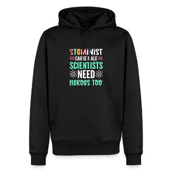 Steminist Denn Auch Männliche Wissenschaftler - Männer Premium Bio Hoodie - Schwarz - Vorne - Nico (187cm)