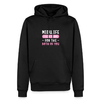 Hebamme. Ich Werde Für Euch Beide Da Sein. - Männer Premium Bio Hoodie - Schwarz - Vorne - Nico (187cm)