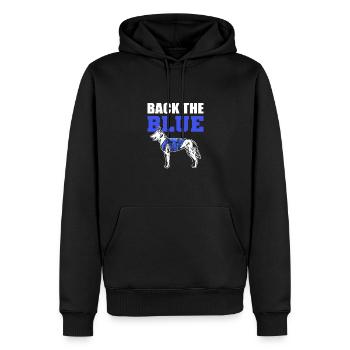 Back The Blue. Hundeführer. Polizeibeamter - Männer Premium Bio Hoodie - Schwarz - Vorne - Nico (187cm)