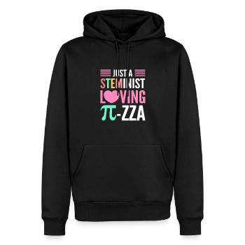 Nur Eine Steminist Liebende Pi-zza. Steminist - Männer Premium Bio Hoodie - Schwarz - Vorne - Nico (187cm)