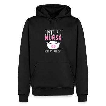 Krankenschwester Für Geburtshilfe. Hier Um Zu - Männer Premium Bio Hoodie - Schwarz - Vorne - Nico (187cm)