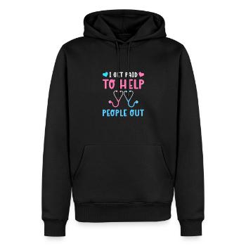 Ich Werde Dafür Bezahlt, Menschen Zu Helfen. - Männer Premium Bio Hoodie - Schwarz - Vorne - Nico (187cm)