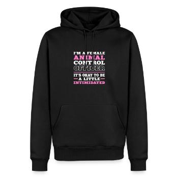 Aco Fille. Inspectrice des animaux - Sweat à capuche Premium bio Homme - noir - Devant - Nico (187cm)