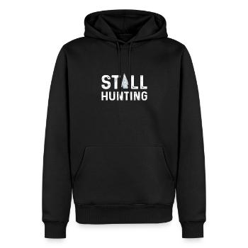 Immer Noch Auf Der Jagd. Pfeilspitze Jäger. - Männer Premium Bio Hoodie - Schwarz - Vorne - Nico (187cm)