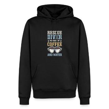 Rettungstaucher. Angetrieben Von Kaffee Und - Männer Premium Bio Hoodie - Schwarz - Vorne - Nico (187cm)