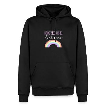 Garderie Les cheveux ne s’en soucient pas. Garde d’enfants. - Sweat à capuche Premium bio Homme - noir - Devant - Nico (187cm)
