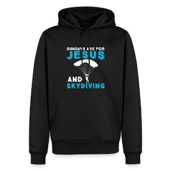 Fallschirmspringen Und Jesus. Fallschirmspringen. - Männer Premium Bio Hoodie - Schwarz - Vorne - Nico (187cm)