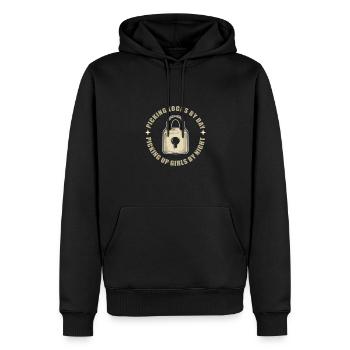 Les serrures se fissurent pendant la journée. Crochetage de serrure. - Sweat à capuche Premium bio Homme - noir - Devant - Nico (187cm)