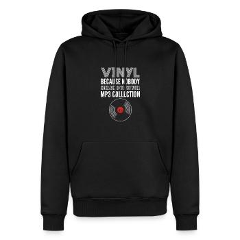 Vinyl, because nobody after your mp3 collection - Men’s Premium Organic Hoodie - black - Front - Nico (187cm)