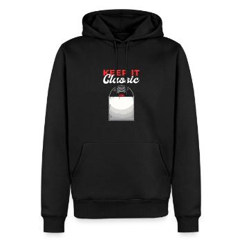 Restez classique. Pour les collectionneurs LP. - Sweat à capuche Premium bio Homme - noir - Devant - Nico (187cm)