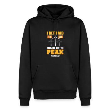 Ich Werde Dafür Bezahlt, Dass Ich Den Gipfel - Männer Premium Bio Hoodie - Schwarz - Vorne - Nico (187cm)