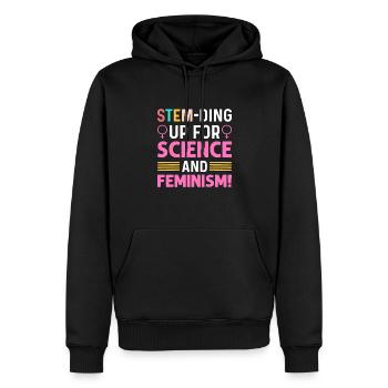 Stem-ding Up Für Wissenschaft Und Feminismus. - Männer Premium Bio Hoodie - Schwarz - Vorne - Nico (187cm)