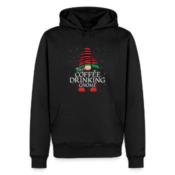 Café Buvant Gnome Famille Matching Noël - Sweat à capuche Premium bio Homme - noir - Devant - Nico (187cm)