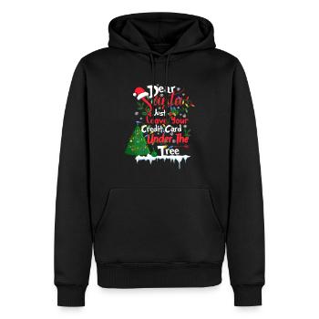 Cher Père Noël, laisse simplement ta carte sous l’arbre - Sweat à capuche Premium bio Homme - noir - Devant - Nico (187cm)