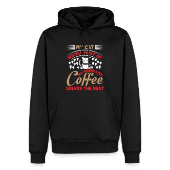 My cat solves most of my problems coffee solves - Men’s Premium Organic Hoodie - black - Front - Nico (187cm)