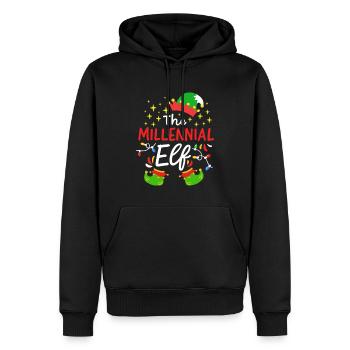 Elfe millénaire de Noël - Sweat à capuche Premium bio Homme - noir - Devant - Nico (187cm)