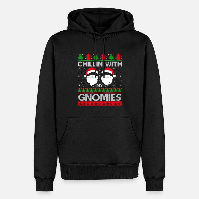 Chilling avec mes gnomies - Sweat à capuche Premium bio Homme - noir