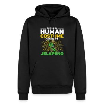 C’est mon costume humain, je suis vraiment un jalapeno - Sweat à capuche Premium bio Homme - noir - Devant - Nico (187cm)