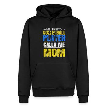 Mon joueur de volleyball préféré m’appelle maman - Sweat à capuche Premium bio Homme - noir - Devant - Nico (187cm)