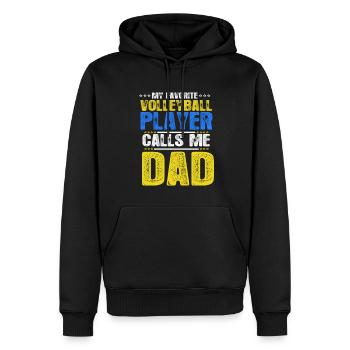 Mon joueur de volleyball préféré m’appelle papa - Sweat à capuche Premium bio Homme - noir - Devant - Nico (187cm)