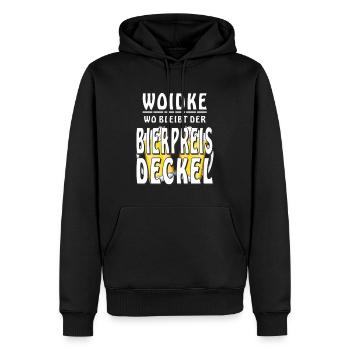 Beer Woidke Où se trouve le couvercle du prix de la bière - Sweat à capuche Premium bio Homme - noir - Devant - Nico (187cm)