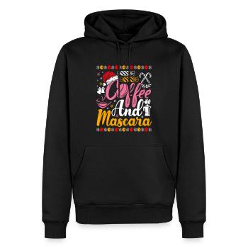 Café de Noël et Mascra pour les amoureux de Noël - Sweat à capuche Premium bio Homme - noir - Devant - Nico (187cm)