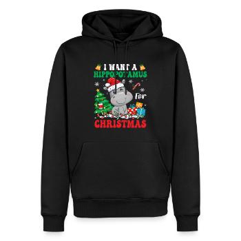 I Want A Hippopotamus For Christmas Lights Santa - Männer Premium Bio Hoodie - Schwarz - Vorne - Nico (187cm)