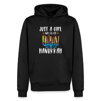 Just A Girl Who Loves Hanukkah Menorah Jewish - Männer Premium Bio Hoodie - Schwarz - Vorne - Nico (187cm)