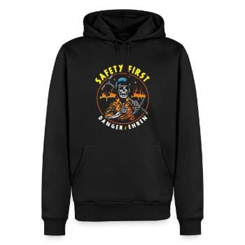Safety First Danger Ehren - Männer Premium Bio Hoodie - Schwarz - Vorne - Nico (187cm)