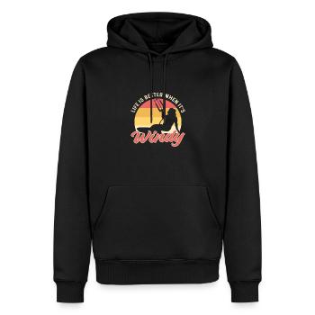 La vie est meilleure quand il y a du vent. - Sweat à capuche Premium bio Homme - noir - Devant - Nico (187cm)