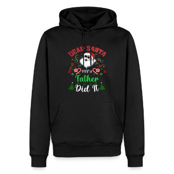 Cher Père Noël, mon père l’a fait Noël - Sweat à capuche Premium bio Homme - noir - Devant - Nico (187cm)