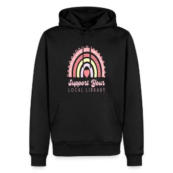 Support Your Local Library - Männer Premium Bio Hoodie - Schwarz - Vorne - Nico (187cm)