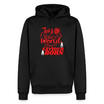 Joyeux Noël et Bonne Année - Sweat à capuche Premium bio Homme - noir - Devant - Nico (187cm)