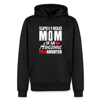 Super fière maman d’une fille PH D géniale - Sweat à capuche Premium bio Homme - noir - Devant - Nico (187cm)