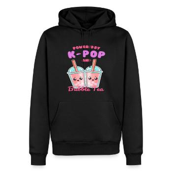 Alimenté par K POP et Bubble Tea - Sweat à capuche Premium bio Homme - noir - Devant - Nico (187cm)