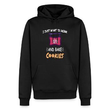 Je veux juste boire du vin et faire des biscuits - Sweat à capuche Premium bio Homme - noir - Devant - Nico (187cm)