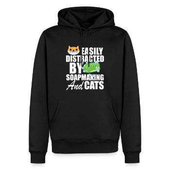 Soap Maker Easily Distracted By Soapmaking And Cat - Men’s Premium Organic Hoodie - black - Front - Nico (187cm)