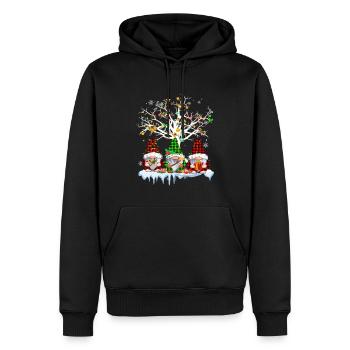 Gnomes Joyeux Noël Lumière de Noël Famille Gnome Noël - Sweat à capuche Premium bio Homme - noir - Devant - Nico (187cm)