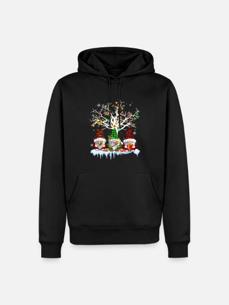 Gnomes Merry Christmas Light Family Gnome Xmas - Männer Premium Bio Hoodie - Schwarz
